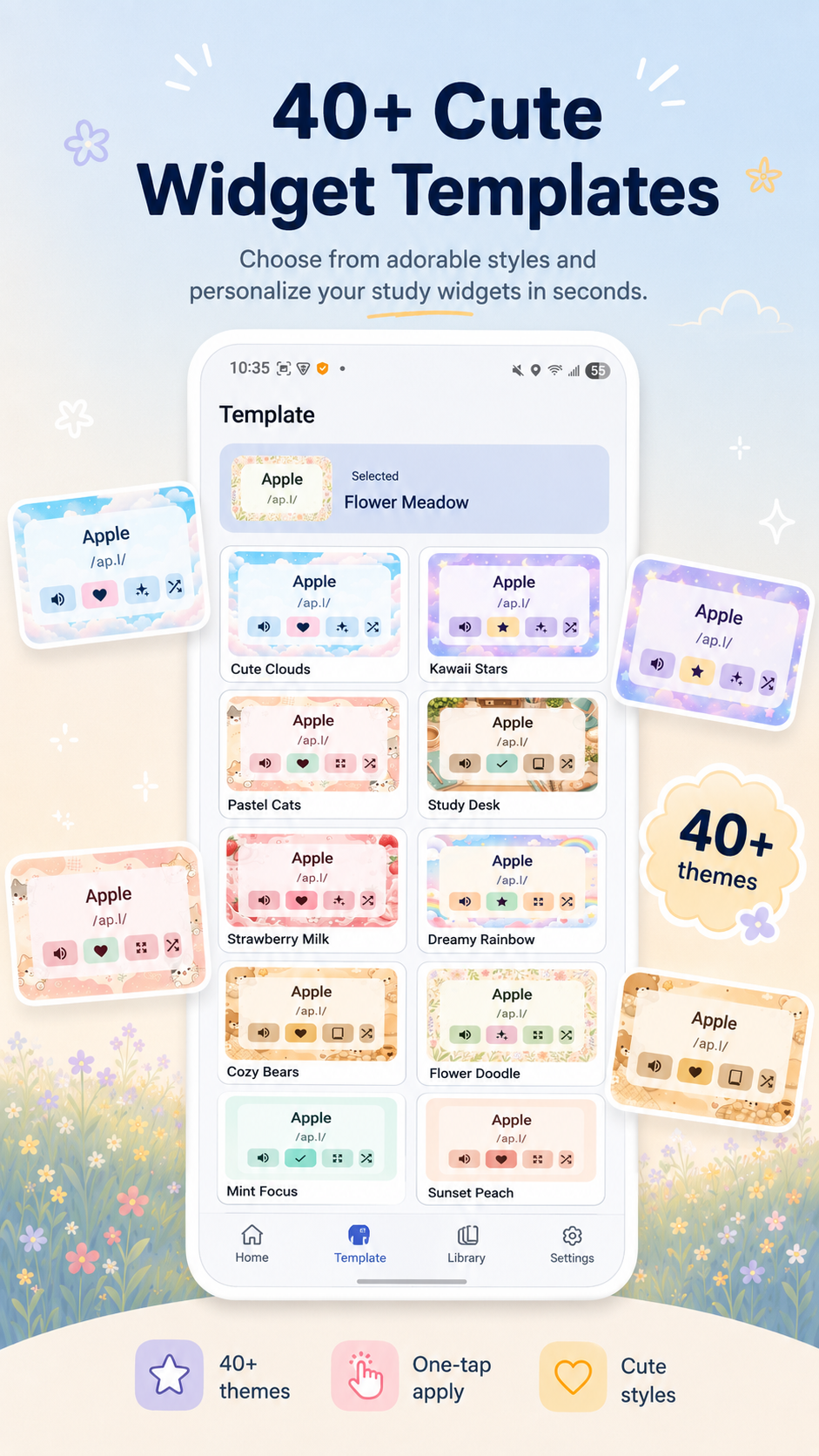 Widget Flashcards Template screen